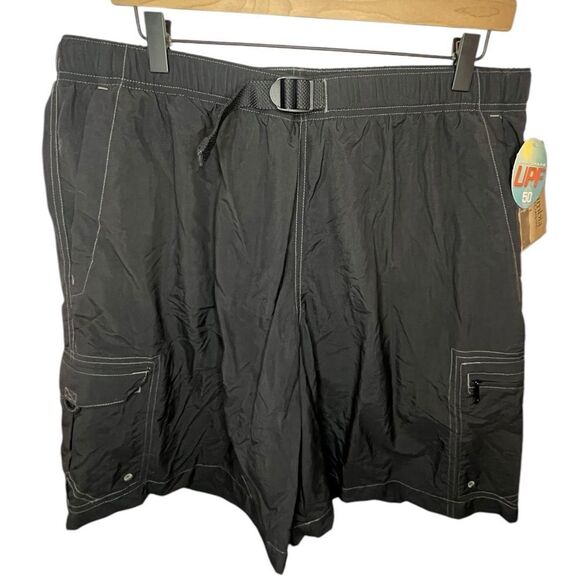 Columbia Men’s Cargo Swim Shorts Omni-Shade UPF 50 Quick-Dry Black L NWT - Picture 1 of 5